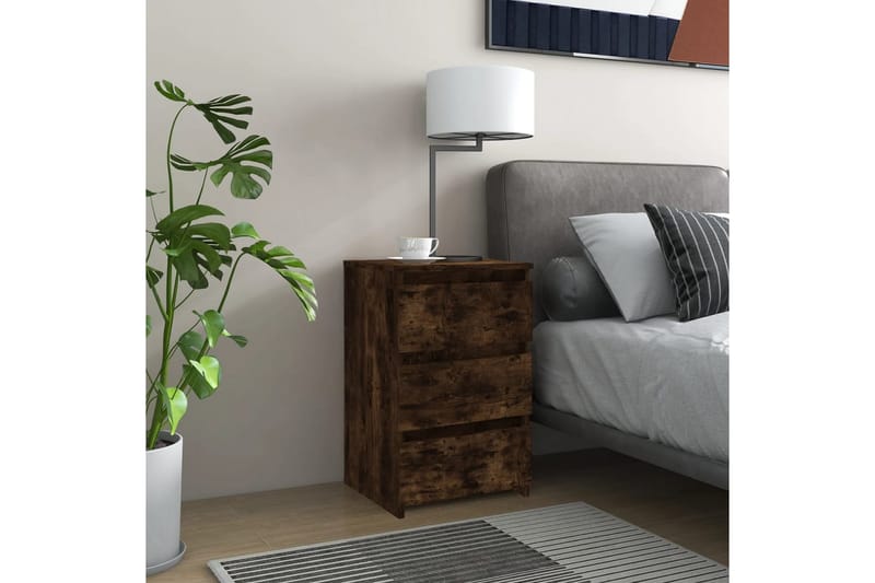 beBasic Sängbord 2 st rökfärgad ek 40x35x62,5 cm konstruerat trä - Brown - Sängbord & nattduksbord