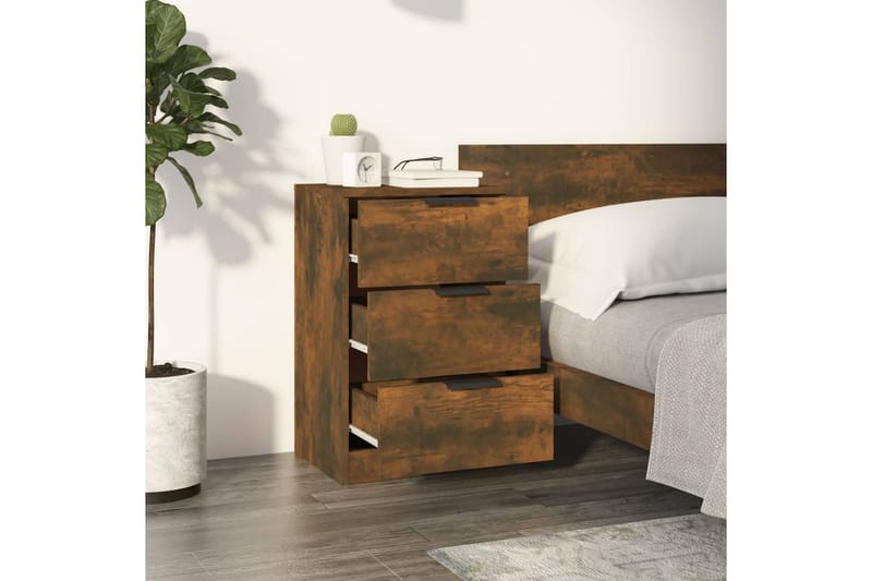 beBasic Sängbord 2 st rökfärgad ek 40x36x65 cm - Brown - Sängbord & nattduksbord