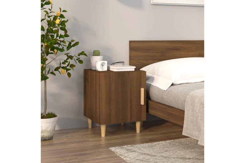 beBasic Sängbord 2 st rökfärgad ek konstruerat trä - Brown - Sängbord & nattduksbord