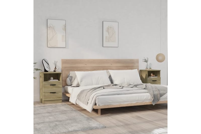 beBasic Sängbord 2 st sonoma-ek konstruerat trä - Brown - Sängbord & nattduksbord