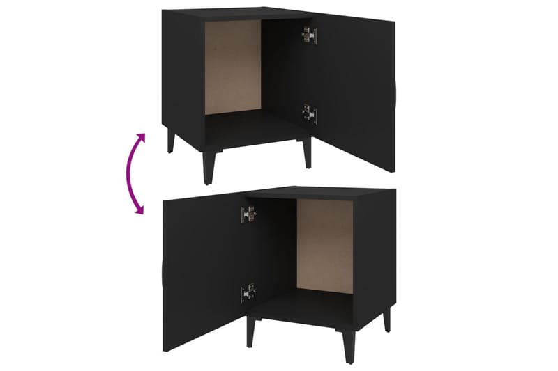beBasic Sängbord 2 st svart konstruerat trä - Black - Sängbord & nattduksbord
