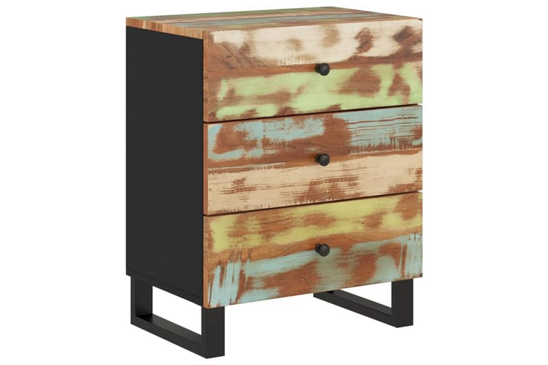 beBasic Sängbord 50x33x62 cm massivt återvunnet och konstruerat trä - Flerfärgsdesign - Sängbord & nattduksbord