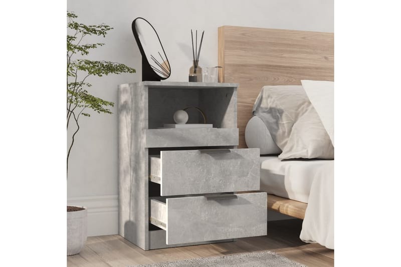 beBasic Sängbord betonggrå konstruerat trä - Grey - Sängbord & nattduksbord