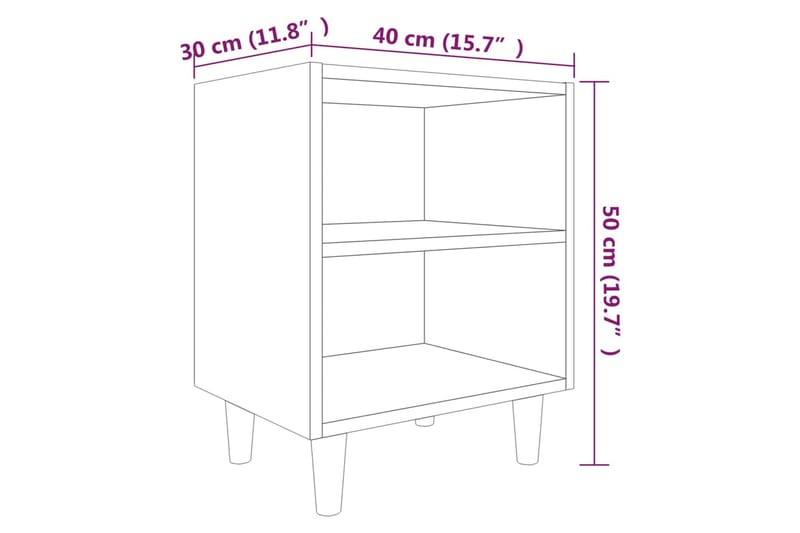 beBasic Sängbord med massiva ben Rökfärgad ek 40x30x50 cm - Brown - Sängbord & nattduksbord