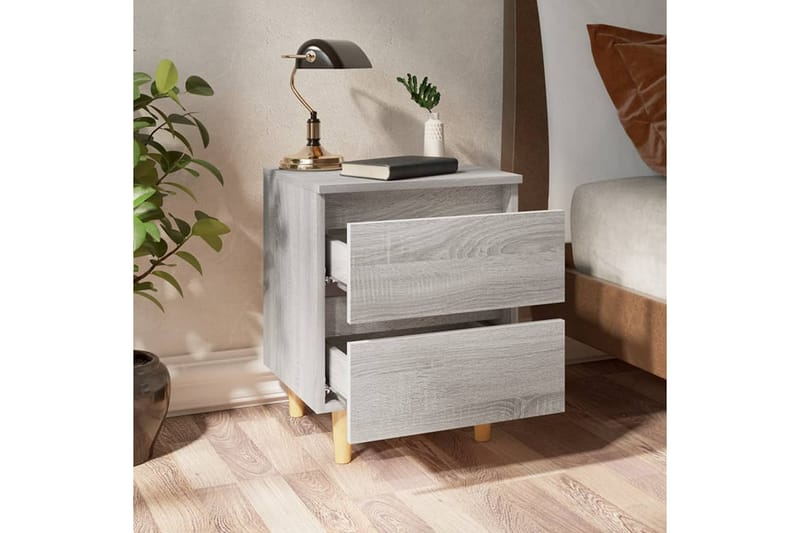 beBasic Sängbord med massiva furuben 2 st grå sonoma 40x35x50 cm - Grey - Sängbord & nattduksbord