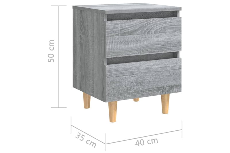 beBasic Sängbord med massiva furuben 2 st grå sonoma 40x35x50 cm - Grey - Sängbord & nattduksbord