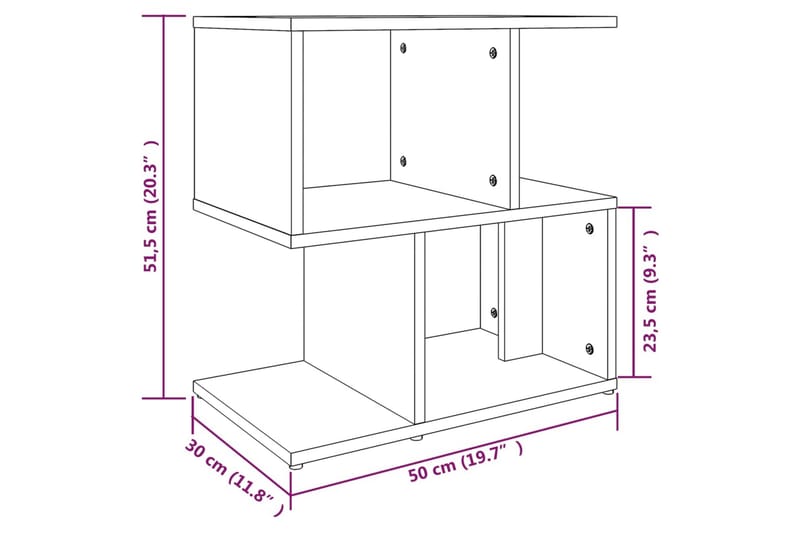 beBasic Sängbord rökfärgad ek 50x30x51,5 cm konstruerat trä - Brown - Sängbord & nattduksbord