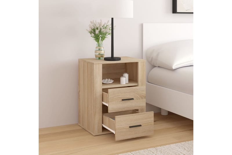 beBasic Sängbord sonoma-ek 50x36x60 cm konstruerat trä - Brown - Sängbord & nattduksbord