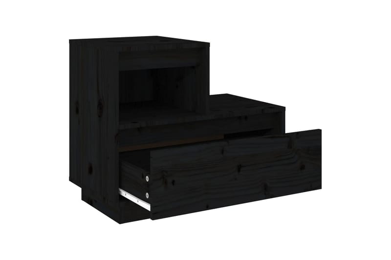 beBasic Sängbord svart 60x34x51 cm massiv furu - Black - Sängbord & nattduksbord