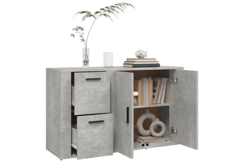 beBasic Skåp betonggrå 100x33x59,5 cm konstruerat trä - Grey - Lampbord & sidobord - Brickbord & småbord