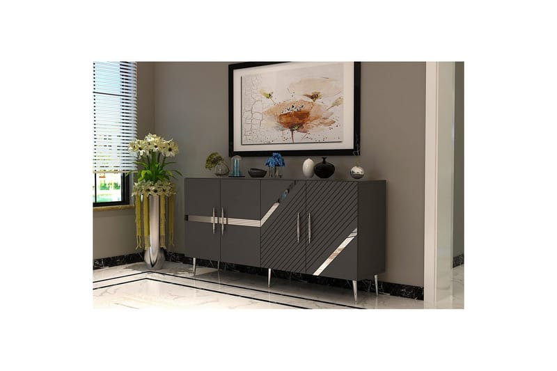 Bielany Konsollbord 150 cm - Grafitgrå/Silver - Möbler - Bord & matgrupp - Avlastningsbord & sidobord - Konsolbord & hallbord