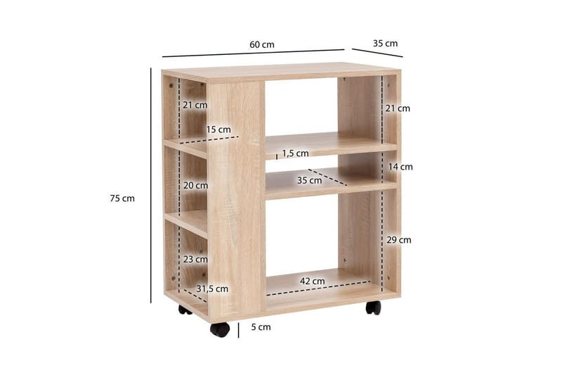 Bokhylla Wohnling mobil, modern och enkel med olika förvaringsfack Sonoma - Sonoma - Möbler - Bord & matgrupp - Avlastningsbord & sidobord - Konsolbord & hallbord