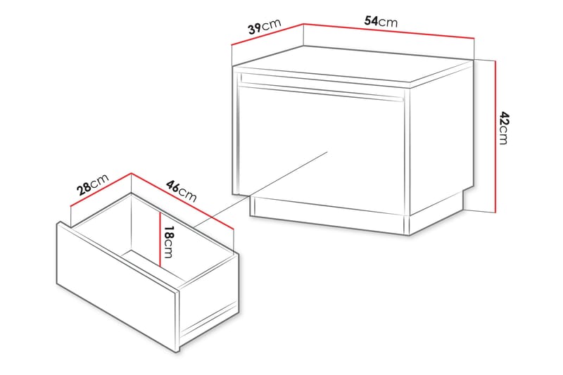 Bolstan Sängbord 54 cm - Vit - Möbler - Bord & matgrupp - Avlastningsbord & sidobord - Sängbord & nattduksbord