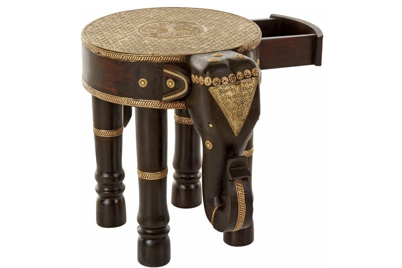 Bence Sidobord 40 cm Runt - Brun/Guld - Möbler - Bord & matgrupp - Avlastningsbord & sidobord - Brickbord & småbord