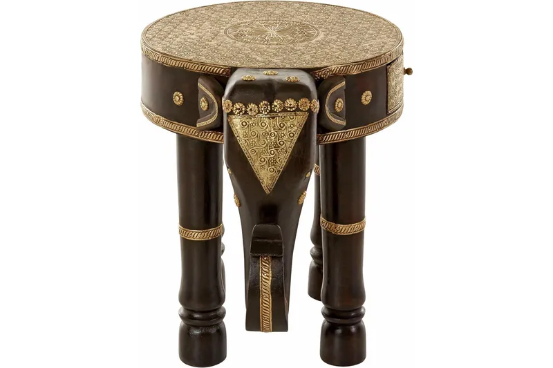 Bence Sidobord 40 cm Runt - Brun/Guld - Möbler - Bord & matgrupp - Avlastningsbord & sidobord - Brickbord & småbord