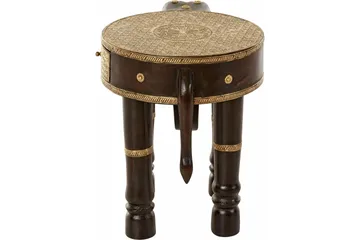 Bence Sidobord 40 cm Runt - Brun/Guld - Möbler - Bord & matgrupp - Avlastningsbord & sidobord - Brickbord & småbord