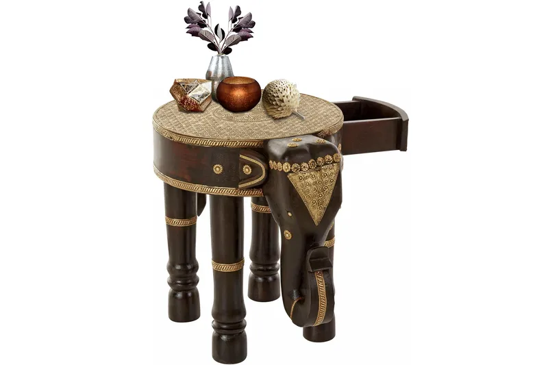 Bence Sidobord 40 cm Runt - Brun/Guld - Möbler - Bord & matgrupp - Avlastningsbord & sidobord - Brickbord & småbord