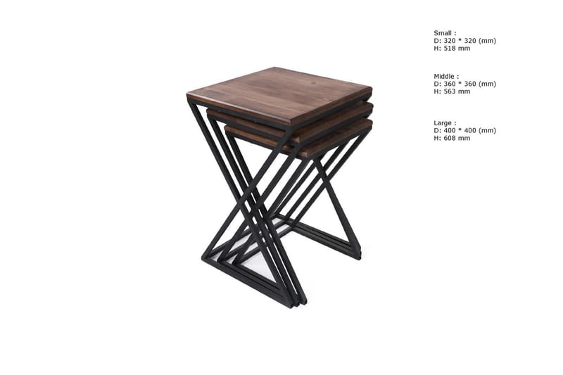 Brickbord Zigone 40 cm - Mörkbrun/Svart - Möbler - Bord & matgrupp - Avlastningsbord & sidobord - Brickbord & småbord