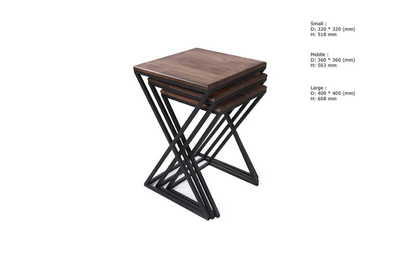 Brickbord Zigone 40 cm - Mörkbrun/Svart - Brickbord & småbord
