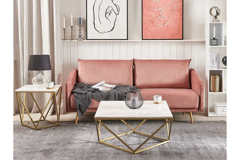 Charmlee Sidobord 50 cm - Vit/Guld - Möbler - Bord & matgrupp - Avlastningsbord & sidobord - Brickbord & småbord