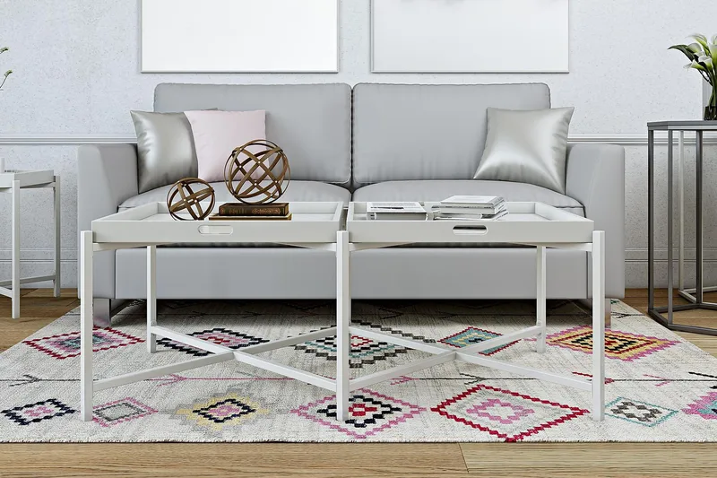 Coco Brickbord 121 cm Vit - CosmoLiving - Möbler - Bord & matgrupp - Avlastningsbord & sidobord - Brickbord & småbord