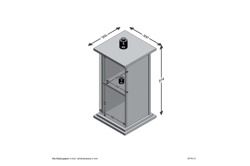 FMD Sidobord med dörr 57,4cm matera - Grå - Lampbord & sidobord - Brickbord & småbord