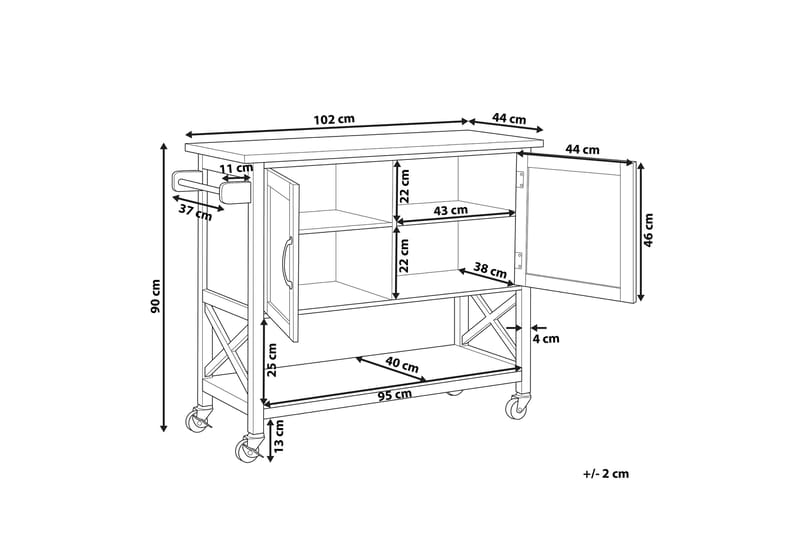 Serveringsvagn Geveze 102 cm - Vit - Lampbord & sidobord - Brickbord & småbord