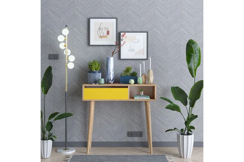 Sidobord 100 cm - Guld/Natur/Gul - Möbler - Bord & matgrupp - Avlastningsbord & sidobord - Brickbord & småbord