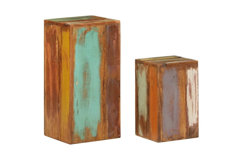 Sidobord 2 st massivt återvunnet trä - Flerfärgad - Lampbord & sidobord - Brickbord & småbord
