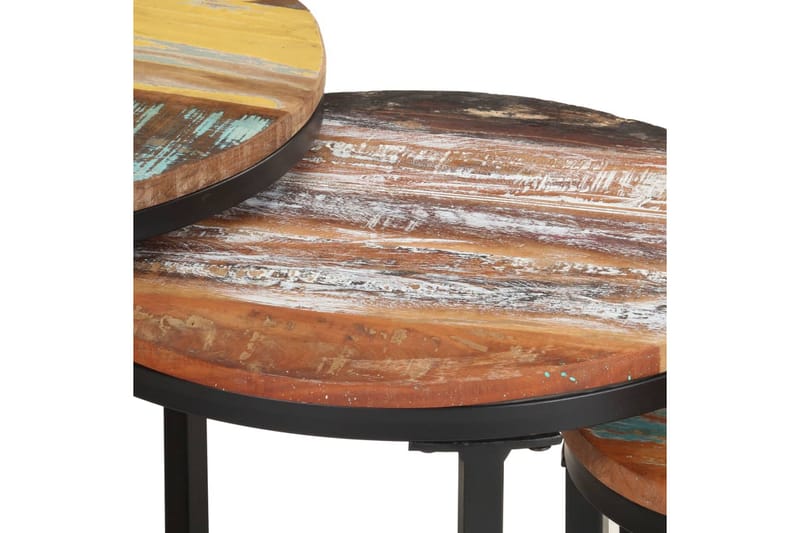 Sidobord 3 st massivt återvunnet trä - Flerfärgad - Lampbord & sidobord - Brickbord & småbord