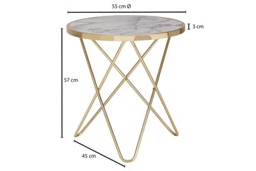 Sidobord Chavas 55 cm - Guld|Vit - Möbler - Bord & matgrupp - Avlastningsbord & sidobord - Brickbord & småbord