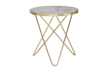 Sidobord Chavas 55 cm - Guld|Vit - Möbler - Bord & matgrupp - Avlastningsbord & sidobord - Brickbord & småbord