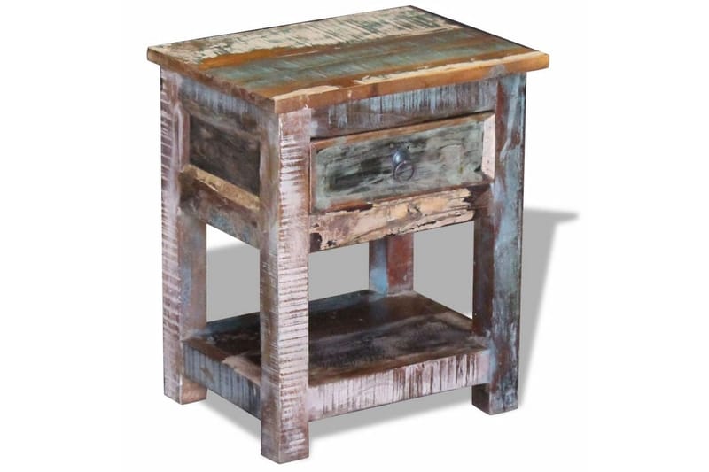 Sidobord med 1 låda massivt återvunnet trä 43x33x51 cm - Flerfärgad - Lampbord & sidobord - Brickbord & småbord