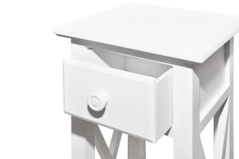 Sidobord med låda vit - Vit - Lampbord & sidobord - Brickbord & småbord