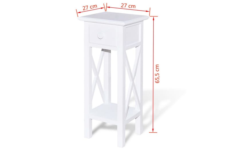 Sidobord med låda vit - Vit - Lampbord & sidobord - Brickbord & småbord