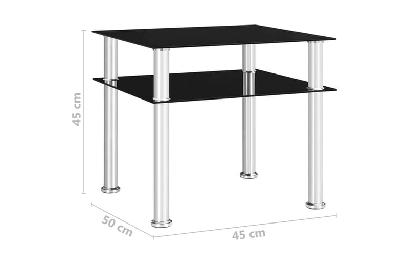 Sidobord svart 45x50x45 cm härdat glas - Svart - Lampbord & sidobord - Brickbord & småbord