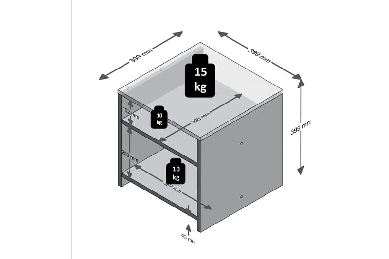 Sidobord Pangelinan 39 cm - Vit|Grå - Lampbord & sidobord - Brickbord & småbord