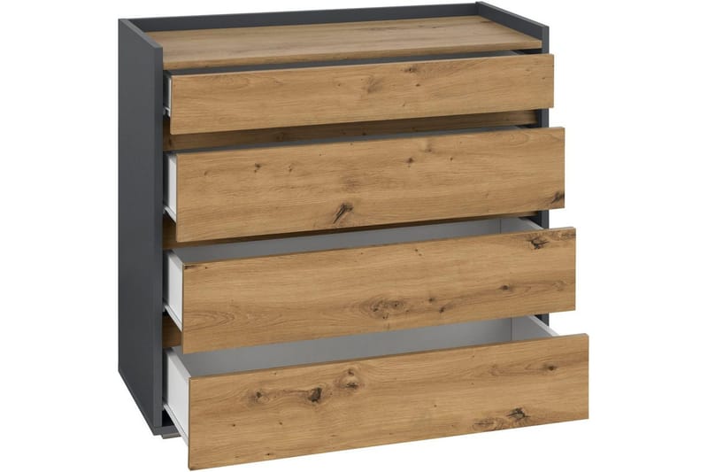 Byrå Kosmo Antracit/Ek, 4 lådor - Antracit/Ek, 4 lådor - Förvaring - Förvaringsmöbler - Byrå - Hallbyrå