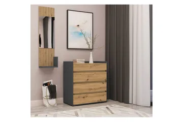 Byrå Kosmo Antracit/Ek, 4 lådor - Antracit/Ek, 4 lådor - Möbler - Bord & matgrupp - Avlastningsbord & sidobord - Konsolbord & hallbord