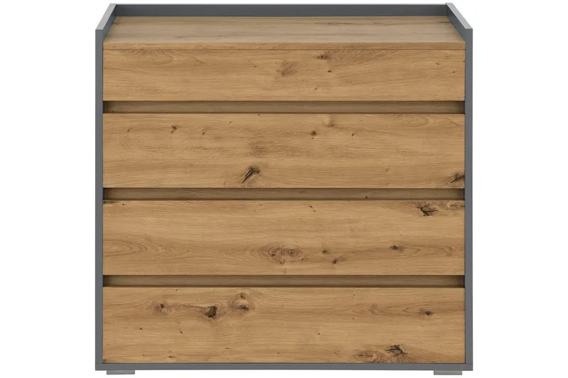 Byrå Kosmo Antracit/Ek, 4 lådor - Antracit/Ek, 4 lådor - Möbler - Bord & matgrupp - Avlastningsbord & sidobord - Konsolbord & hallbord