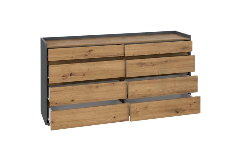 Byrå Kosmo Antracit/Ek, 8 lådor - Antracit/Ek, 8 lådor - Möbler - Bord & matgrupp - Avlastningsbord & sidobord - Konsolbord & hallbord