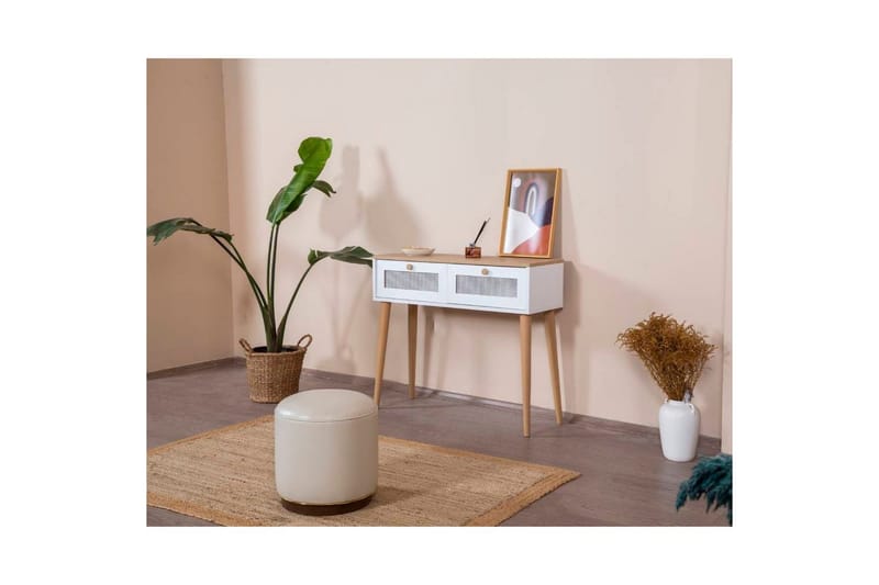 Byrå Mjudi Vit / Ek - Vit/Ljusfärgat trä - Möbler - Bord & matgrupp - Avlastningsbord & sidobord - Konsolbord & hallbord