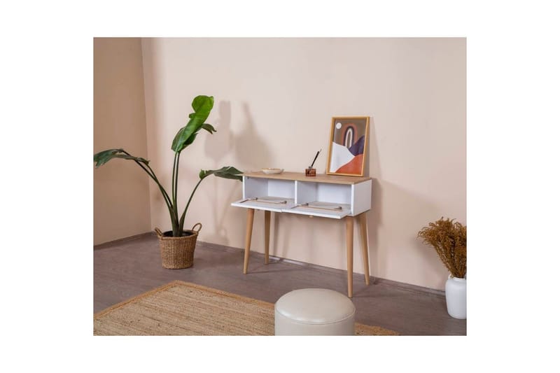 Byrå Mjudi Vit / Ek - Vit/Ljusfärgat trä - Möbler - Bord & matgrupp - Avlastningsbord & sidobord - Konsolbord & hallbord