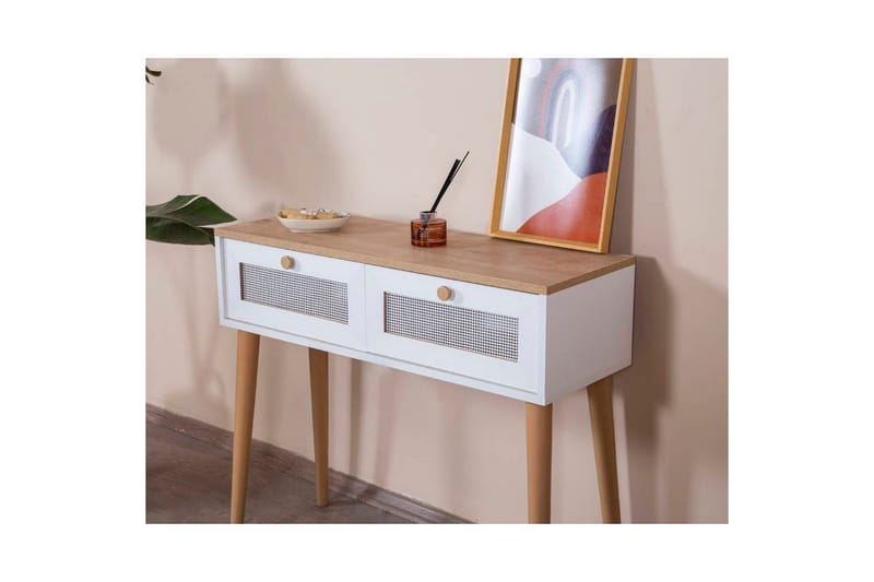 Byrå Mjudi Vit / Ek - Vit/Ljusfärgat trä - Möbler - Bord & matgrupp - Avlastningsbord & sidobord - Konsolbord & hallbord