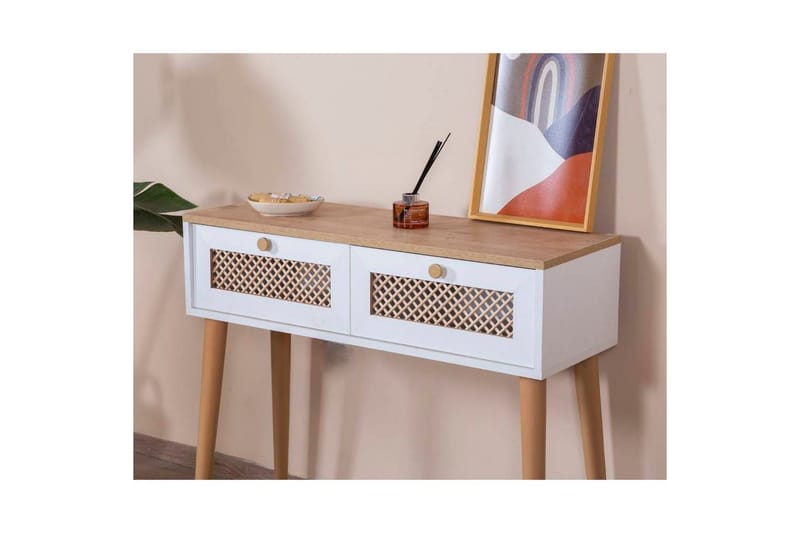 Byrå Velin Vit / Ek - Mediumfärgat trä/Vit - Möbler - Bord & matgrupp - Avlastningsbord & sidobord - Konsolbord & hallbord