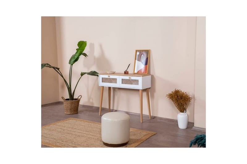 Byrå Velin Vit / Ek - Mediumfärgat trä/Vit - Möbler - Bord & matgrupp - Avlastningsbord & sidobord - Konsolbord & hallbord