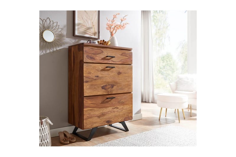 Byrå Wohnling Massivt trä med 5 lådor träd kant lantligt hus - Möbler - Bord & matgrupp - Avlastningsbord & sidobord - Konsolbord & hallbord