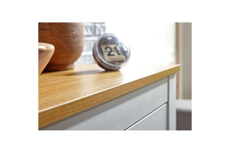 Byrå Wohnling med 3 lådor 2 dörrar tvåfärgad vit ek lantlig stil - Möbler - Bord & matgrupp - Avlastningsbord & sidobord - Konsolbord & hallbord
