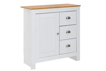 Byrå Wohnling med 3 lådor 2 dörrar tvåfärgad vit ek lantlig stil - Förvaring - Förvaringsmöbler - Byrå - Hallbyrå
