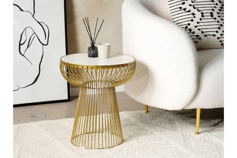 Cael Sidobord 42 cm - Vit/Guld - Möbler - Bord & matgrupp - Avlastningsbord & sidobord - Brickbord & småbord